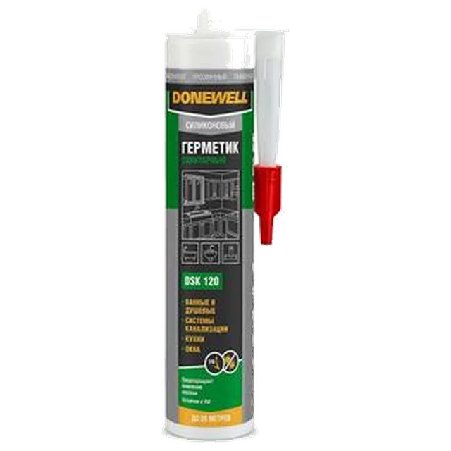 КУДО Герметик DoneWell DSK-120 силиконовый санитарный, прозрачный, 260 мл (20шт/уп)