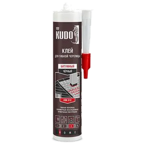 КУДО Клей KUDO HOME KBK-612 битумный для гибкой кровли, черный, 280 мл (12шт/уп)