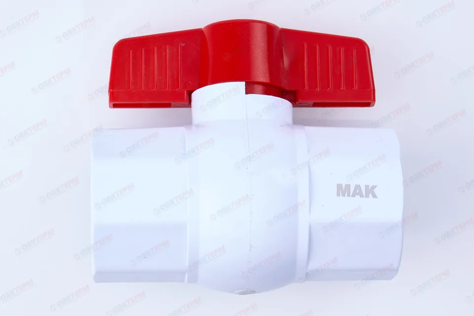 Кран шаровый пластиковый 1 1/2" ВВ (белый) MAK (1шт/40упак)