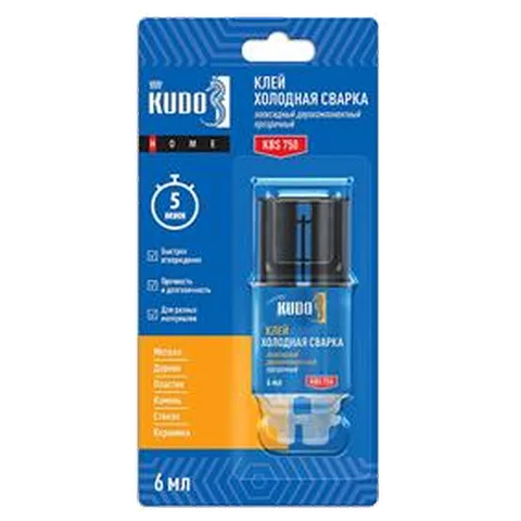 КУДО KBS-750 Клей эпоксидный двухкомп. прозрачный KUDO HOME, 6 мл (12шт/уп)