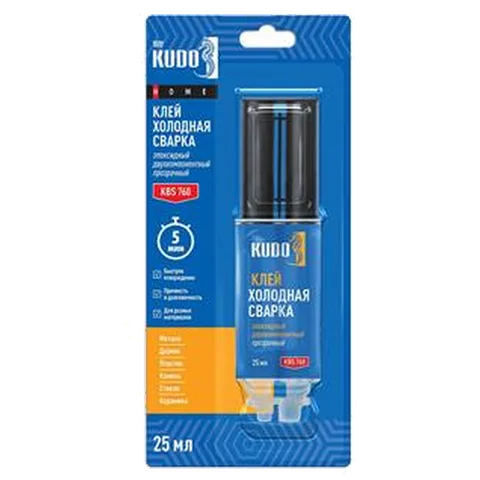 КУДО KBS-760 Клей эпоксидный двухкомпонентный прозрачный KUDO HOME, 25 мл (12шт/уп)