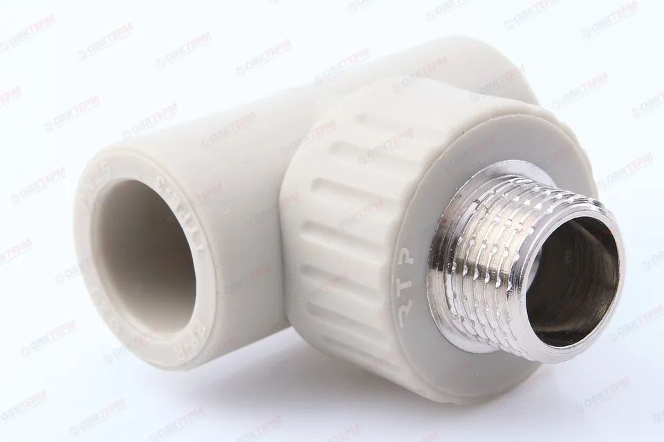 Тройник с МРН 20 * 1/2" * 20    СЕРЫЙ PP-R   (RTP)     (90/15)