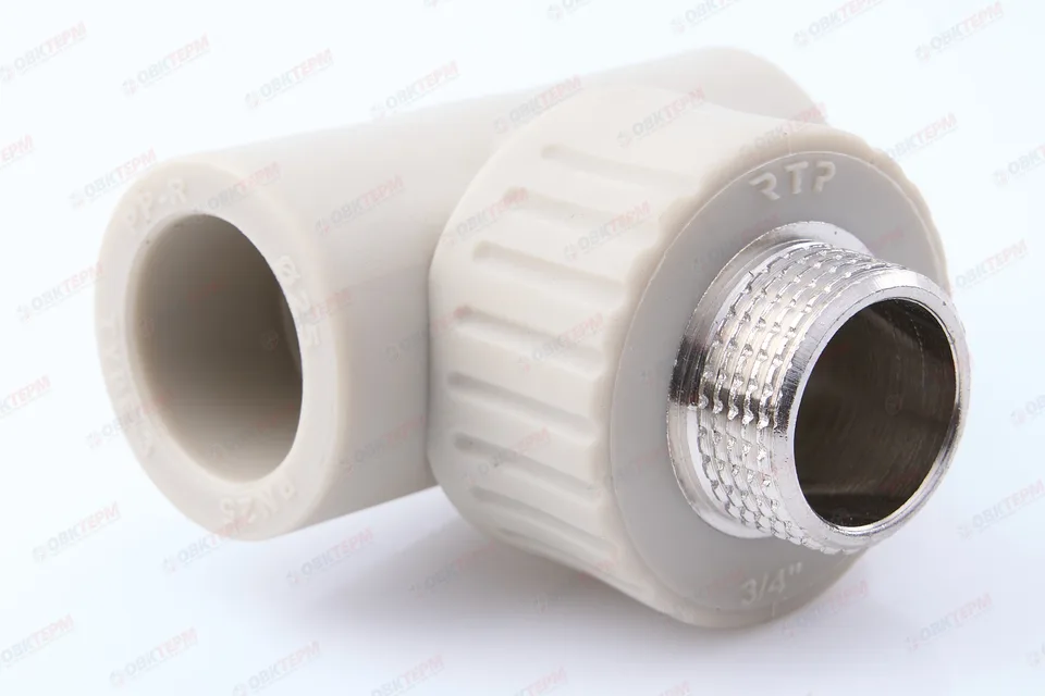 Тройник с МРН 25 * 3/4" * 25 СЕРЫЙ PP-R (RTP) (60/15)