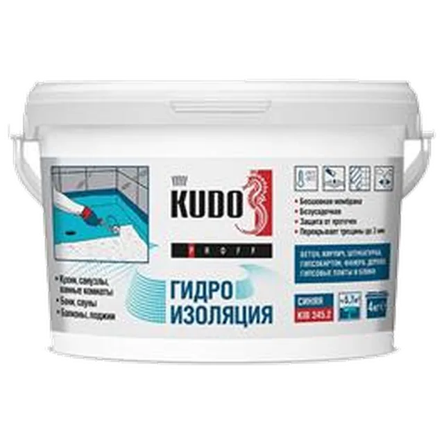 КУДО Герметик Гидроизоляция бесшовная эластичная акриловая KUDO PROFF KIB-345.2 (ведро 4кг)
