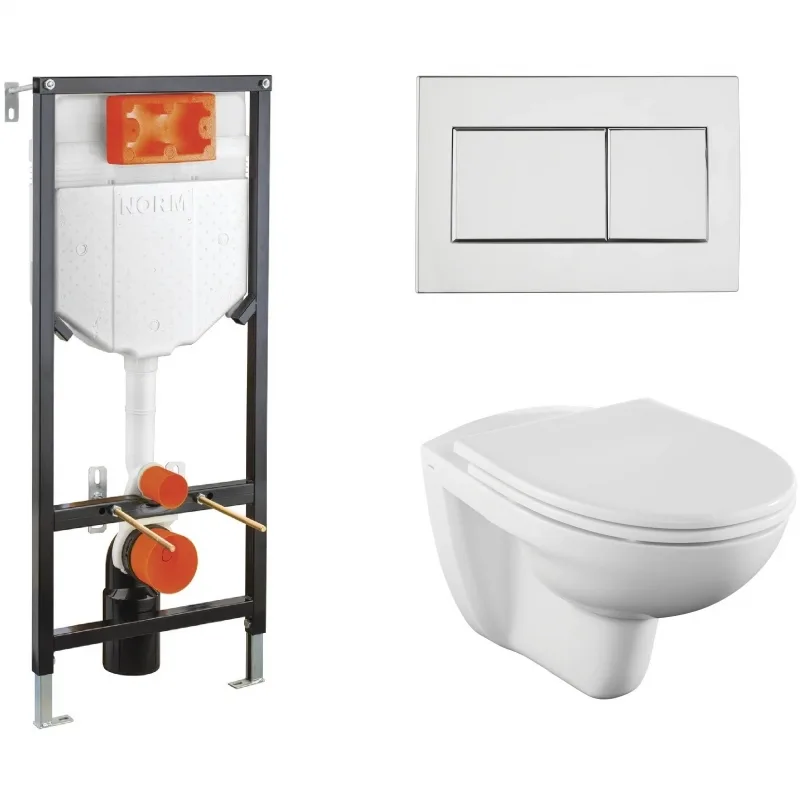 Комплект унитаза с инсталляц. VitrA Norm Fit 9773B099-7207 с сиденьем SC и хром. клавишей смыва