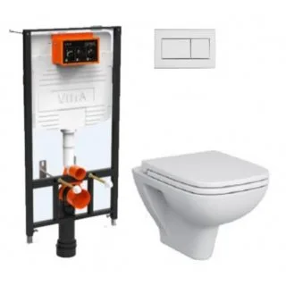 Комплект унитаза с инсталляц. VitrA S20 9004B003-7207 с сиденьем SC и хром. клавишей смыва