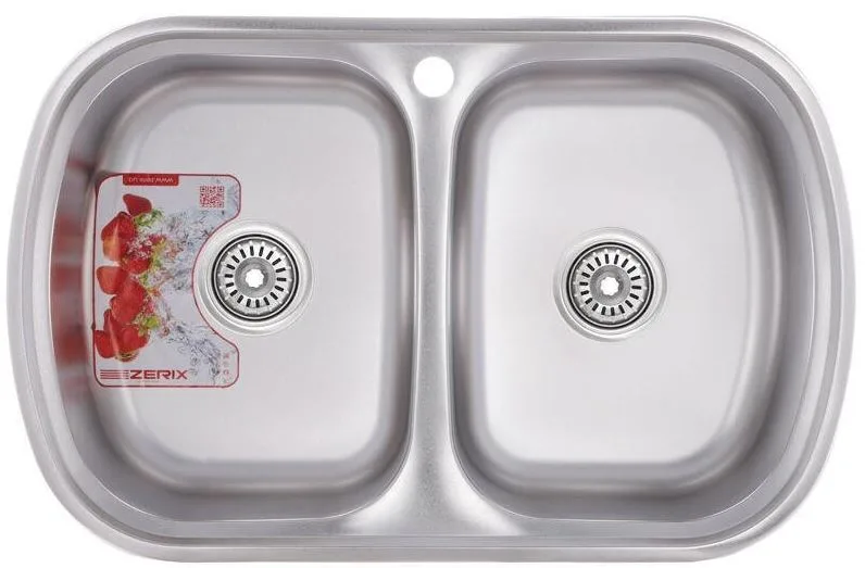 ZERIX мойка Z7749-08-180MD DOUBLE (micro decor) ВРЕЗНАЯ /сифон (7шт/ящ) РАСПРОДАЖА