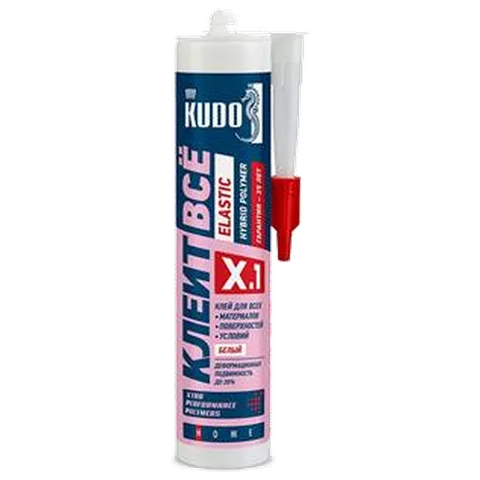 КУДО Клей KUDO КЛЕИТ ВСЁ ELASTIC на основе гибридных полимеров, белый,  280 мл KX-1W (12шт/уп)