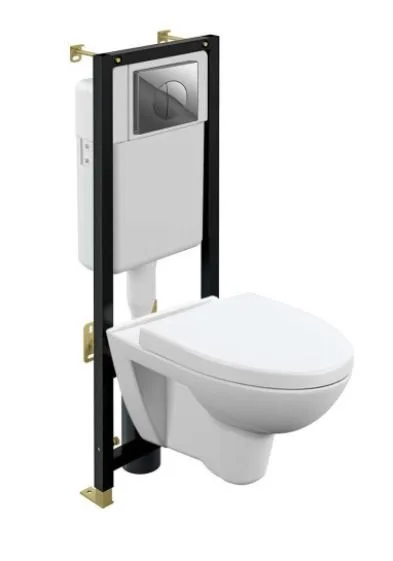Комплект унитаза с инсталляц. PARVA CO DPL EO BLACK кнопка LEON хром глянц. A64229 Cersanit