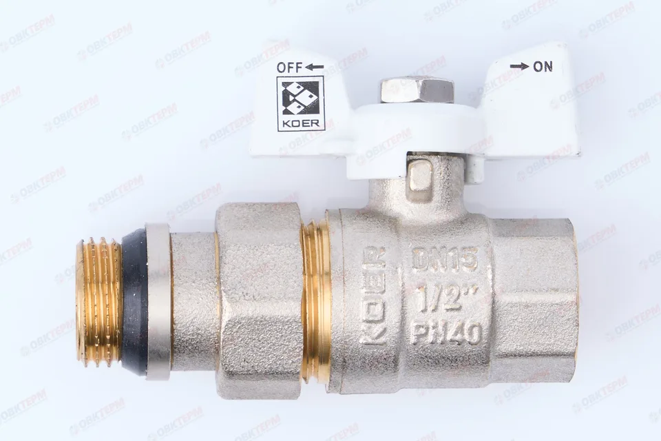 Кран шаровый с американкой "антипротечка"   KOER   1/2"  WHITE (KR.227.W-Gi)  (80шт/ящ)
