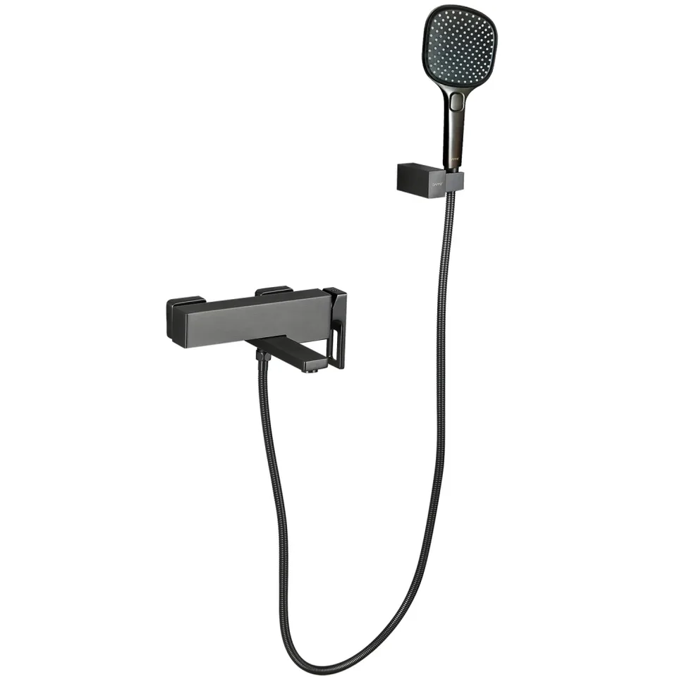 Смеситель д/ванны GAPPO G3217-9 латунь /оружейная сталь, Ø35мм, лейка 3 реж.,