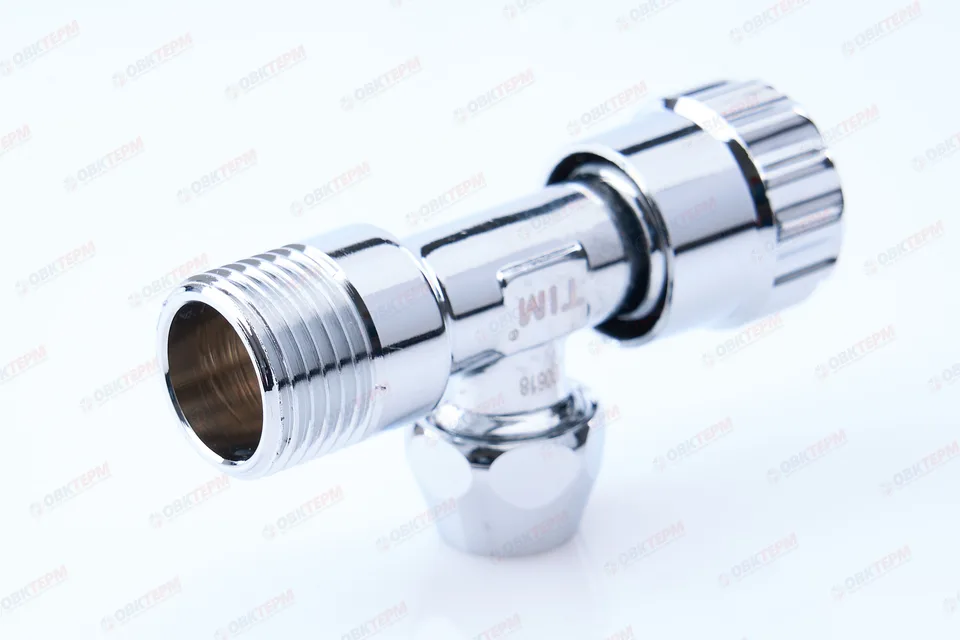 Кран для подкл. с/т приборов       TIM     1/2" - 3/8", хром.  вентельный с резиновым затвором