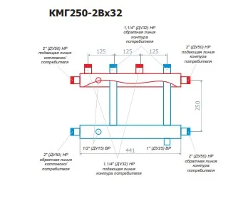 Модуль распредилительный коллекторный RISPA КМГ 250-2Вх32
