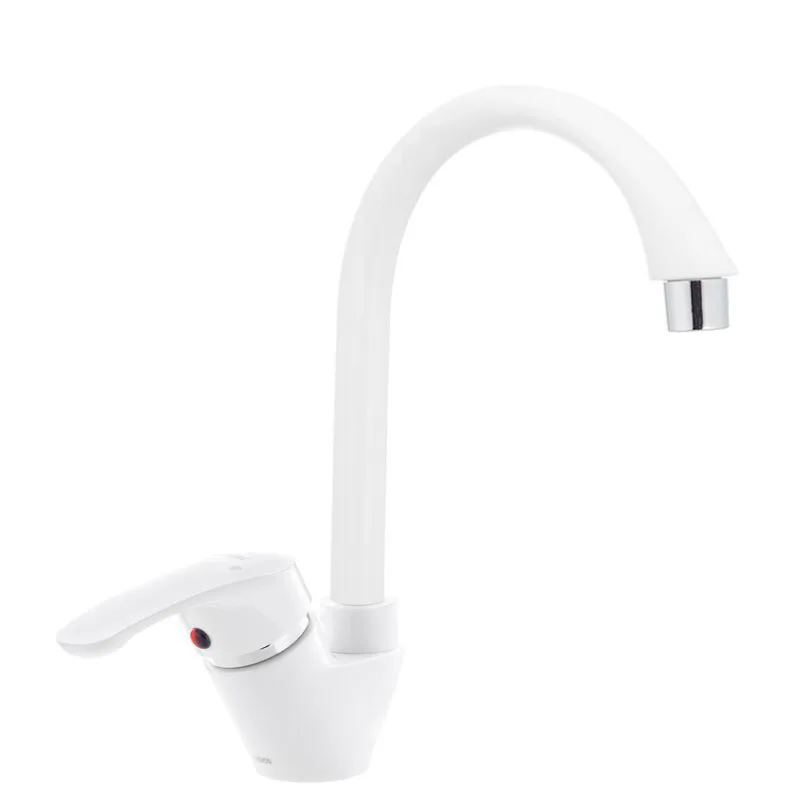 Смеситель д/кухни PLAMIX Oscar-011 White, (гайка, Ø35, без подводки) (30шт/ящ)