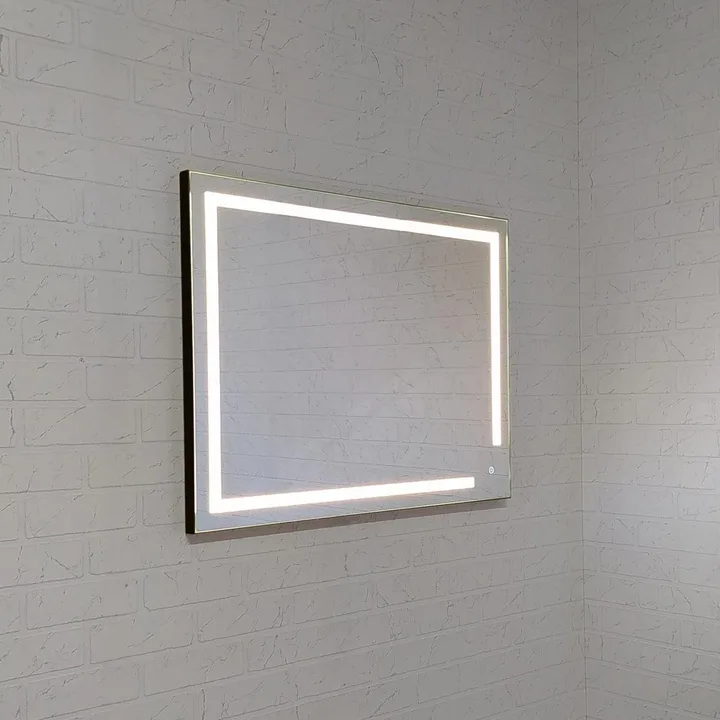 Зеркало 800х600 прямоугольное LED подс.4000К 9,6 Вт/м с сенс.выкл., в черн алюм.проф КЗСК