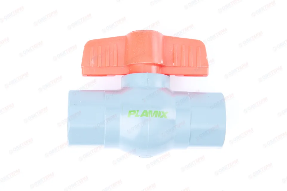 Кран  шаровый пластиковый     1/2"  ВВ (серый)  PLAMIX  (300шт)