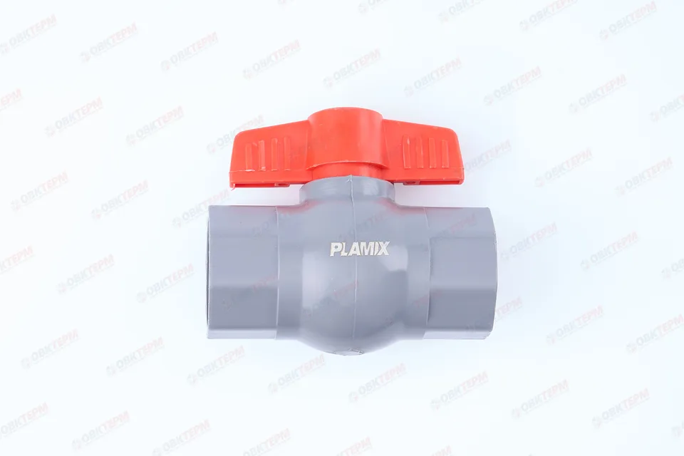 Кран  шаровый пластиковый   1 1/4"  ВВ (серый)  PLAMIX  (80шт)
