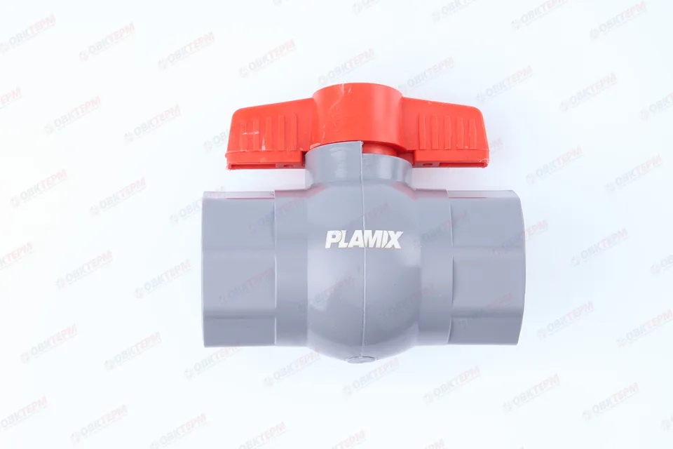 Кран  шаровый пластиковый  1 1/2"  ВВ (серый)  PLAMIX  (50шт)