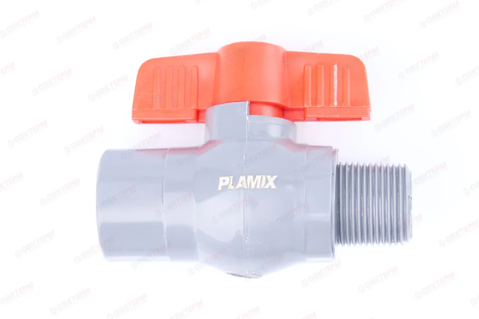 Кран  шаровый пластиковый     3/4"  ВН (серый)  PLAMIX  (160шт)
