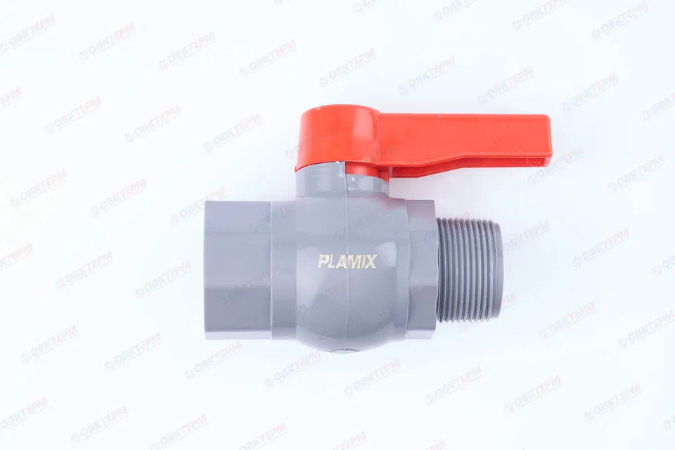 Кран  шаровый пластиковый   1 1/4"  ВН (серый)  PLAMIX  (50шт)