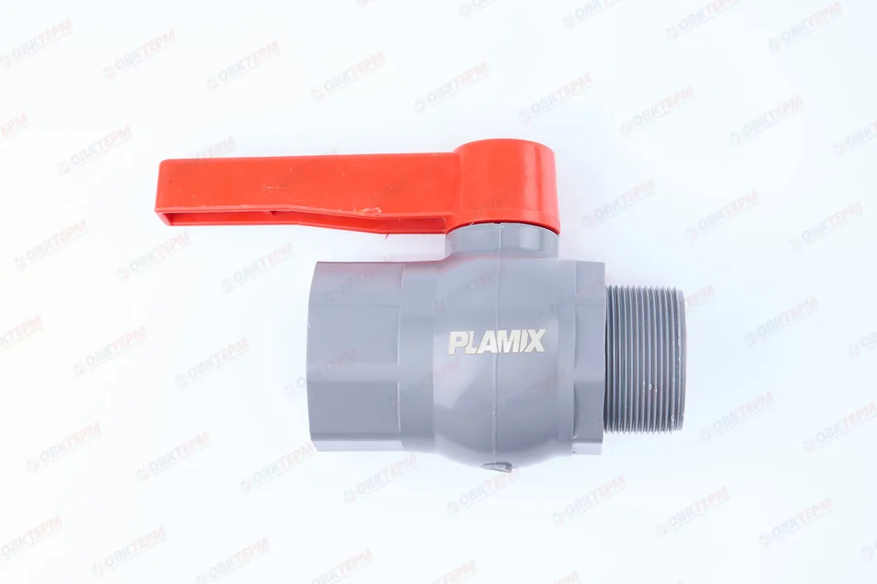 Кран шаровый пластиковый 2" ВН (серый) PLAMIX (24шт)