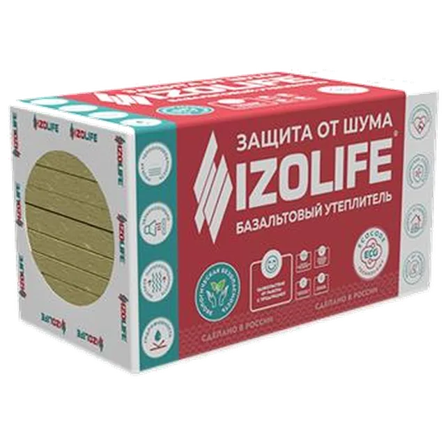 IZOLIFE ФАС СТАНДАРТ 100кг/м3, 1200.600.50 (6 плит), (4,32 м2/уп; 0,216 м3/уп), 32шт/пал