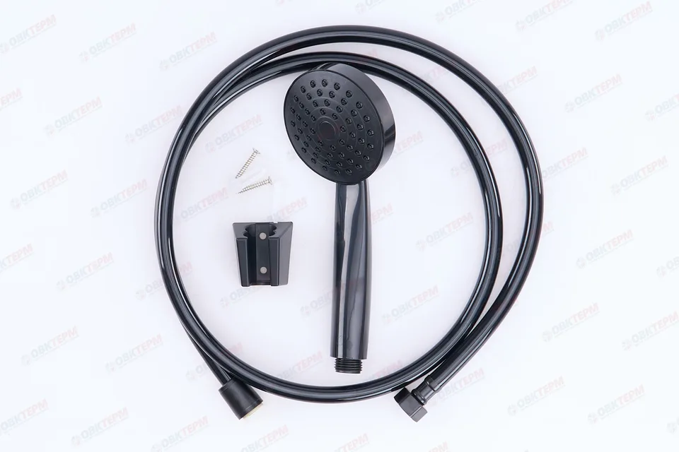 Душевой набор ZERIX SHOWER SET-02B (шланг, лейка, кронштейн) цвет черный (20 шт/ящ)