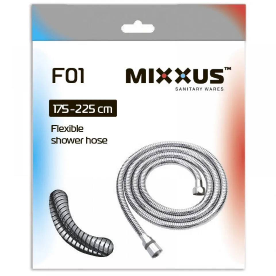 Шланг д/душа MIXXUS Chr.F01 растяжной 175-225 см коробка (48 шт/ящ)