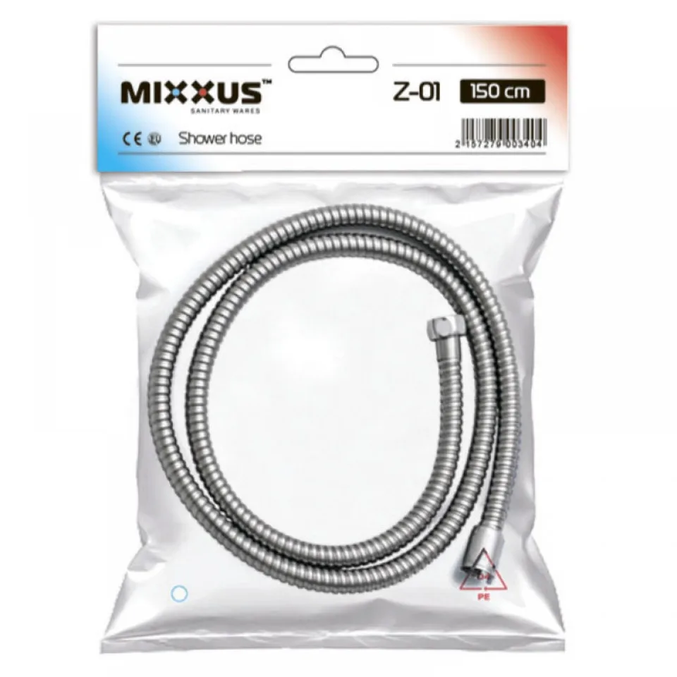 Шланг д/душа MIXXUS Chr.Z01 хром /150см /металл (50 шт/ящ)