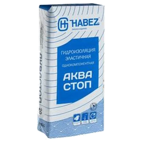 ХАБЕЗ АКВАСТОП Смесь гидроизоляционная эластичная однокомпонентная 20 кг( 56шт/пал)