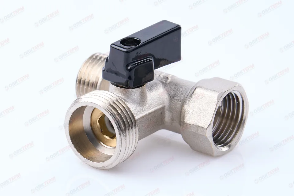 Кран  проходной для стир.машины   TIM   1/2" - 3/4" - 1/2" никел. Standart (100/25)