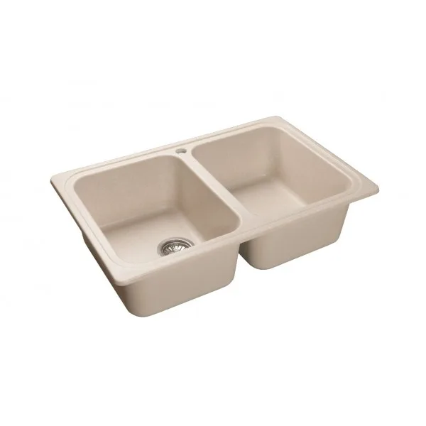 Мойка прямоугольная двойная 775х210х490мм Hiekka Beige GRANMILL 45 беж