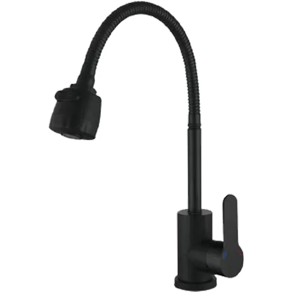 Смеситель д/кухни нерж/сталь ZERIX DAX-011 BLACK REFLECTOR  (10 шт/ящ)