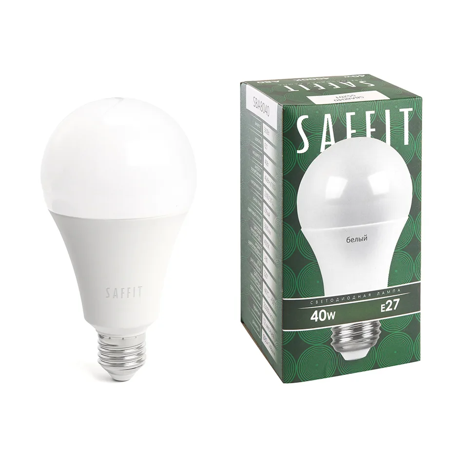 Лампа светодиодная SAFFIT, 40W 230V E27 4000K A80, SBA8040