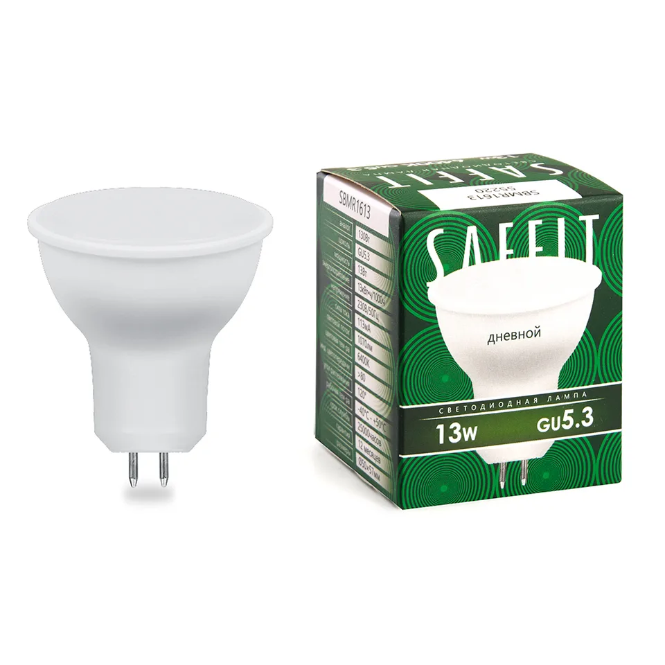 Лампа светодиодная SAFFIT, 13W 230V GU5.3 6400K MR16, SBMR1613