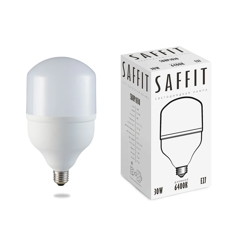 Лампа светодиодная SAFFIT, 30W 230V E27 6400K T80, SBHP1030