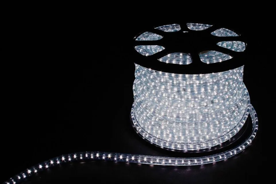 Дюралайт (лента светодиодная), 2W 100м 230V 36LED/м 13мм, белый 7000K, LED-R2W с 2 заглушками, FERON