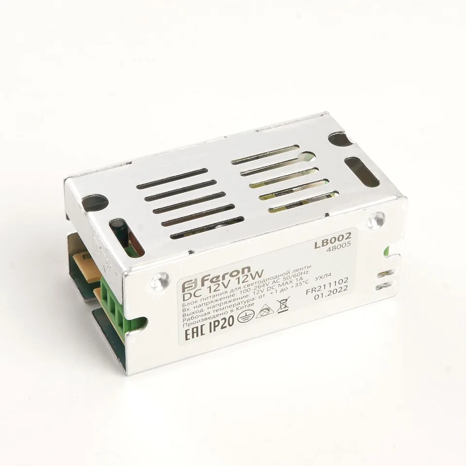 Трансформатор электронный для светодиодной ленты 12W 12V (драйвер), Feron LB002
