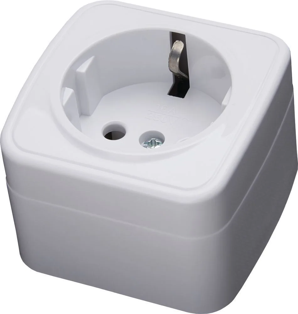 Розетка открытой установки 1-местная с/з, 250В, 16А, STEKKER серия Basic, PST16-501-20, белый