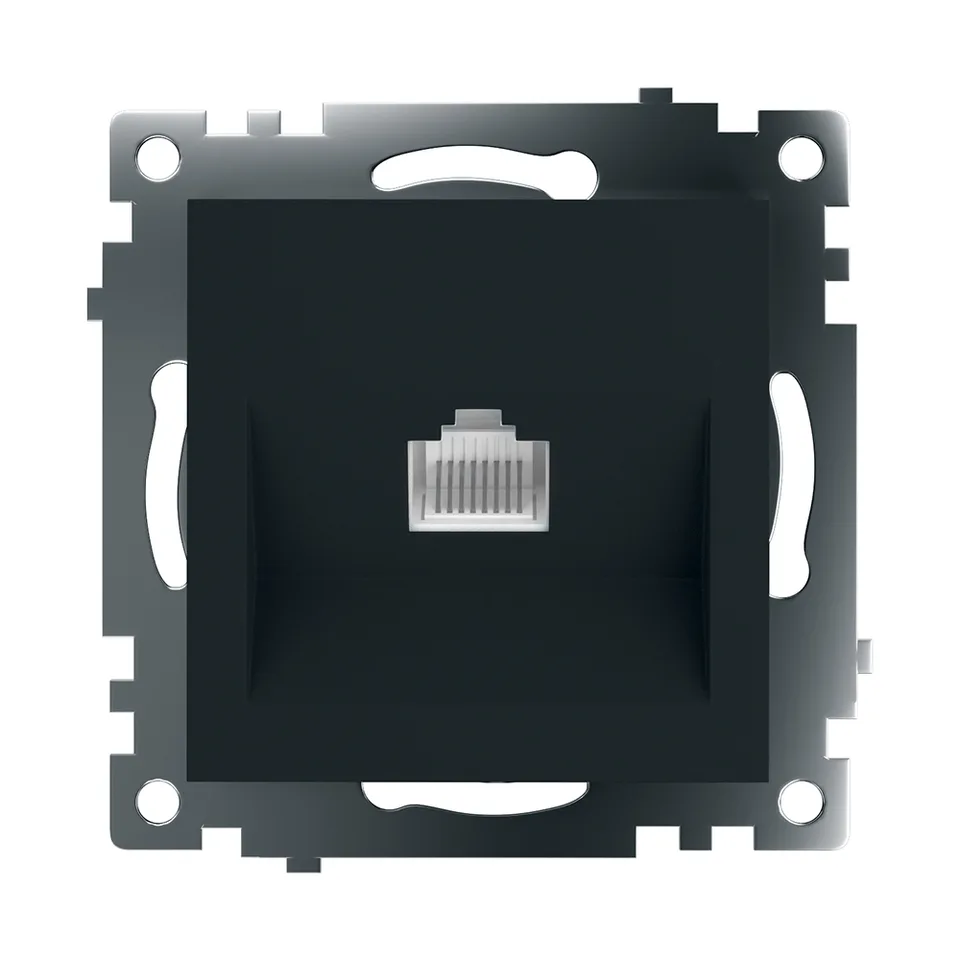 Розетка компьютерная 1-местная RJ-45 (механизм), STEKKER серия Катрин, GLS00-7107-05, черный