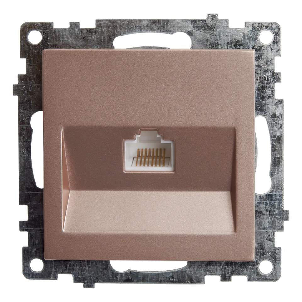 Розетка компьютерная 1-местная RJ-45 (механизм), STEKKER серия Катрин, GLS00-7107-02, шампань