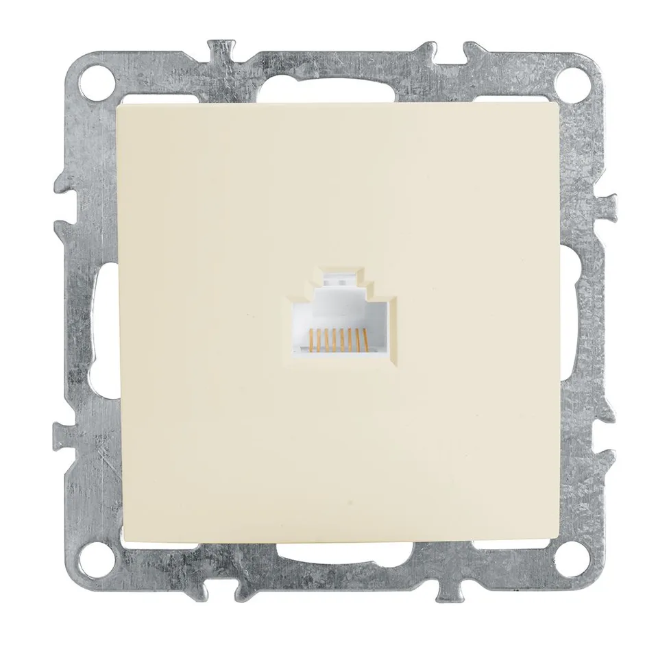 Розетка компьютерная 1-местная RJ-45 (механизм), STEKKER серия Эрна, PST00-9107-02, слоновая кость