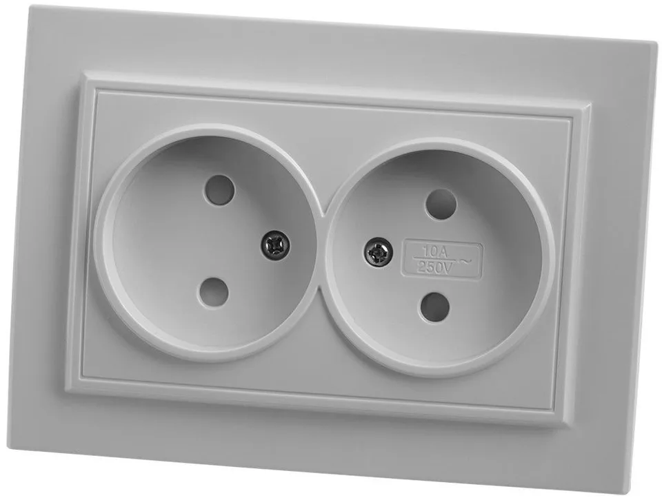 Розетка 2-местная б/з, 250В, 10А, STEKKER серия Эрна, PST10-9013-01, белый