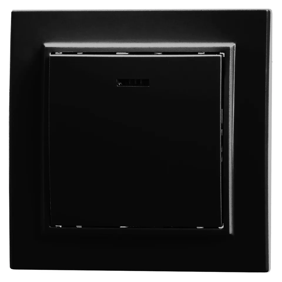 Выключатель 1-клавишный c индикатором, 250V, 10А, STEKKER серия Эрна, PSW10-9001-03, черный