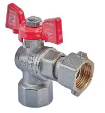 Кран шаровый    ВОДА KOER     3/4" ВВ   бабочка  с НВ СНГ  УГЛОВОЙ (40/20 шт)