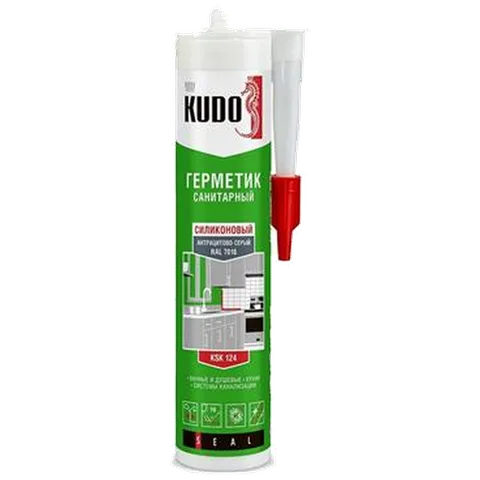 КУДО Герметик KUDO KSK-124 силиконовый санитарный антрацитовый серый 280 мл (12шт/уп)