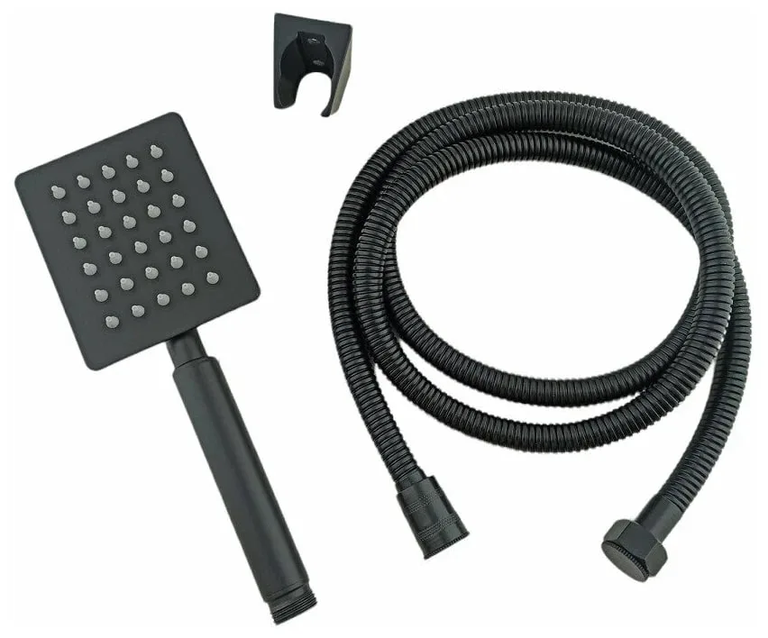Душевой набор MIXXUS SHOWER SET-02 BLACK (шланг, лейка, кронштейн) из нерж.стали  (60 шт/ящ)