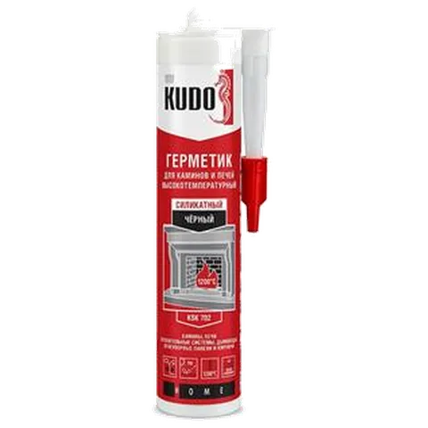 КУДО Герметик KUDO HOME KSK-702 для каминов и печей 1200С силикатный черный 280 мл (12шт/уп)