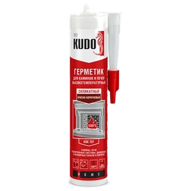 КУДО Герметик KUDO HOME KSK-707 для каминов и печей 1200С силикатный красно-корич. 280 мл (12шт/уп)