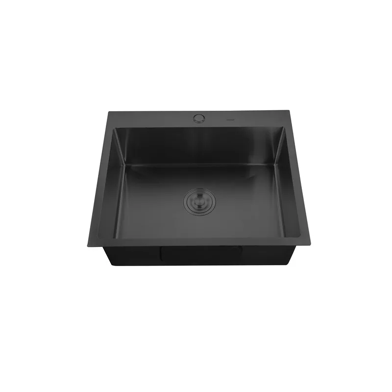 Мойка ZERIX ZH6050-215.SUS304 NANO-BLACK из нерж. стали (3.0/0.8 мм) (с сифоном)